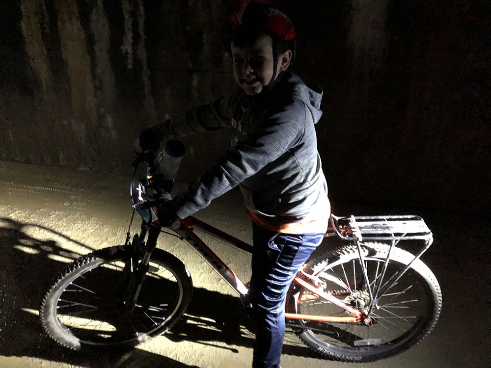 Corbin Riding in the Tunnel